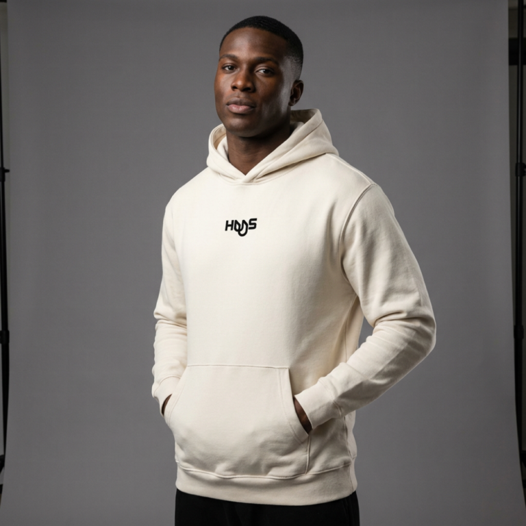 HUS CM Classic Hoodie - natural_Model_front